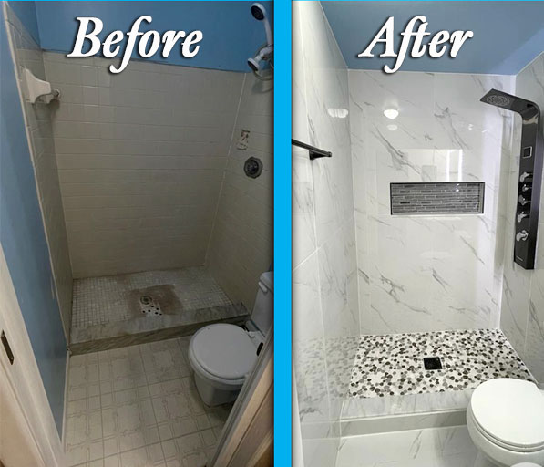 Tile Queen | Before and after image showing the beautiful results of tile experts.